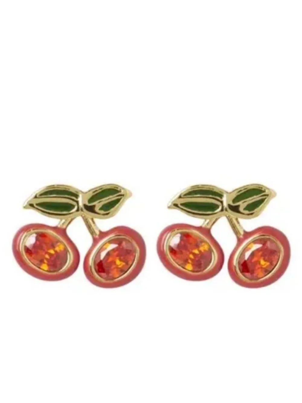 Cherry Crystal Stud Earrings - Picture 2 of 5